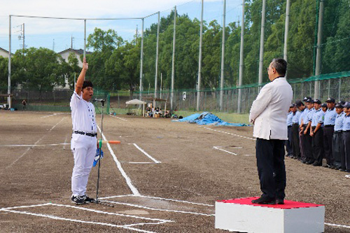 原田和則選手による選手宣誓の様子